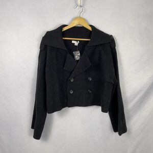 HYFVE Double Breasted Sweater Trench Jacket Black